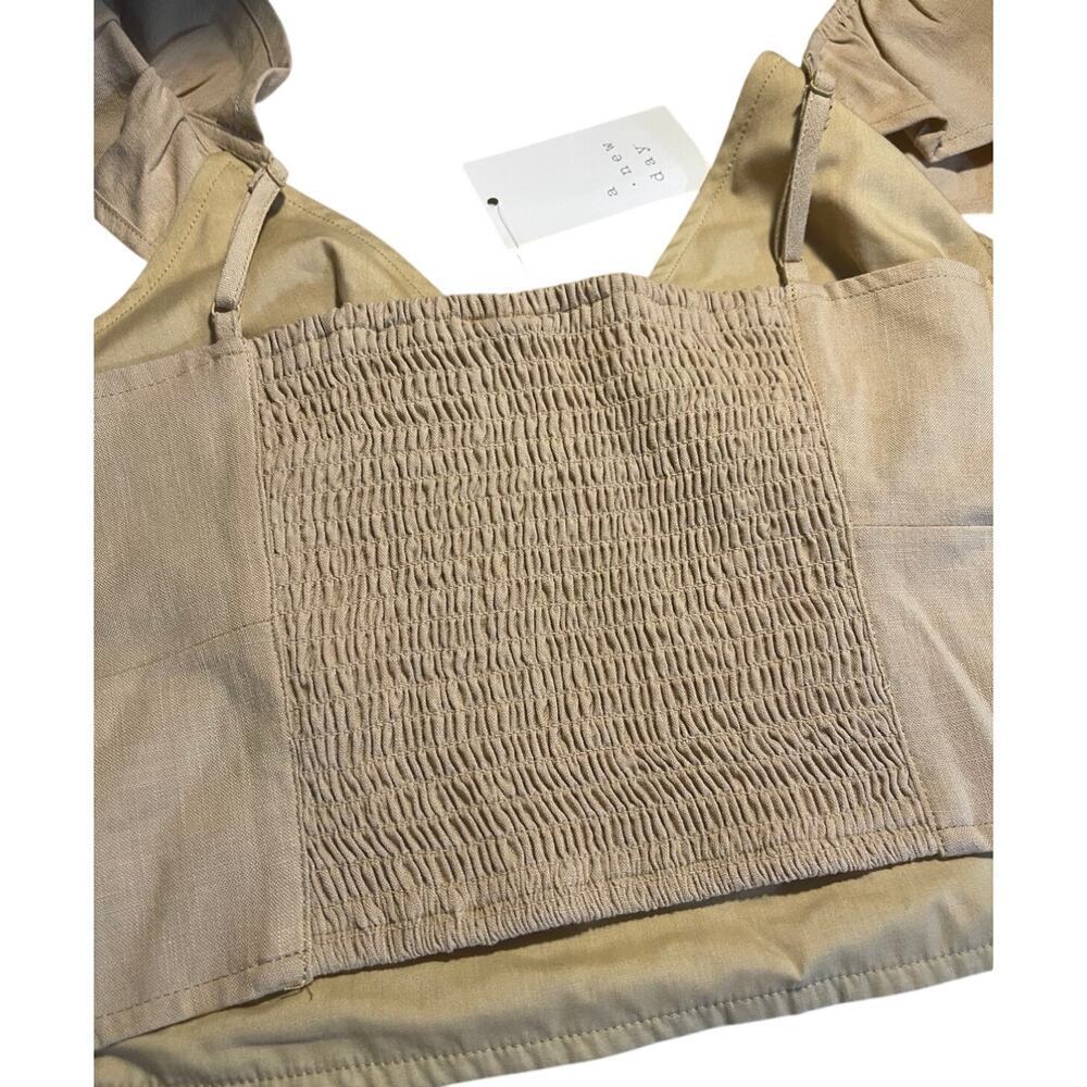 A New Day: Womens Tan Ruffle Sleeve Woven Halter Top - Picture 6 of 6